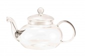 Чайник стеклянный "Лобелия" с уплотнителем на крышке и пружинкой-фильтром в носике, 600 мл