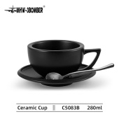 Кофейная пара для капучино MHW-3BOMBER (Ceramic Cup) черная, чашка и блюдце, 280 мл, C5083B
