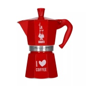 Гейзерная кофеварка Bialetti Moka Express красная I LOVE COFFEE, на 6 порций 4977
