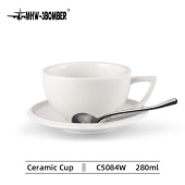 Кофейная пара для капучино MHW-3BOMBER (Ceramic Cup) белая, чашка и блюдце, 280 мл, C5084W