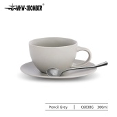Кофейная пара для капучино MHW-3BOMBER серия Mars, серая, чашка и блюдце, 300 мл, C6038G