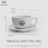 Чашка для кофе с блюдцем MUVNA Kare Latte 280 мл, белая