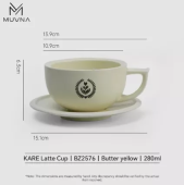 Чашка для кофе с блюдцем MUVNA Kare Latte 280 мл, жёлтая