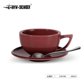 Кофейная пара для капучино MHW-3BOMBER (Ceramic Cup) бордо, чашка и блюдце, 280 мл, C5070R