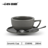 Кофейная пара для капучино MHW-3BOMBER (Ceramic Cup) серая, чашка и блюдце, 280 мл, C5089G