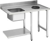 Стол с мойкой и отверстием для слива для посудомоечных машин купольного типа, WT51200SHR