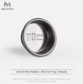 Прецизионная корзина для портафильтра MUVNA Units 8 15 г, 58,5 мм