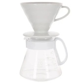 Набор для кофе Hario XVDD-3012W чайник сервировчный + воронка керамическая размер 02 V60, цвет белый