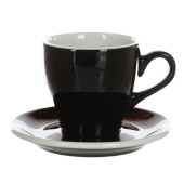 Кофейная пара LOVERAMICS Tulip C087-03BBK / C087-04BBK Black (кружка и блюдце), черный 280 мл.
