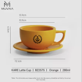 Чашка для кофе с блюдцем MUVNA Kare Latte 280 мл, оранжевая