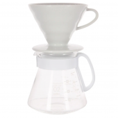 Набор для кофе Hario VDS-3012W сервировочный чайник + керамическая ворона размер 01, V60, цвет белый