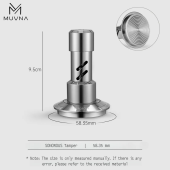 Темпер для эспрессо MUVNA Click Sonorous 58,35 мм, серебристый, рифлёный