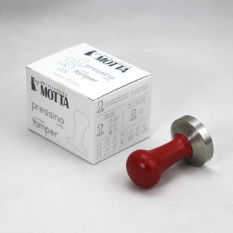 Темпер для кофе d58 мм MOTTA 8100R плоское стальное основание, ручка из дерева, цвет красный (4)