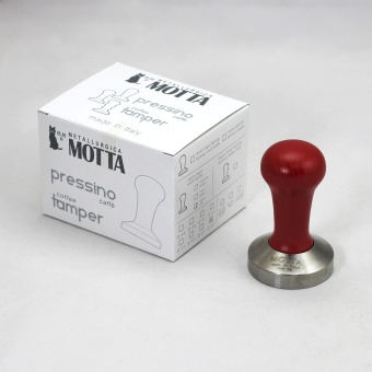 Темпер для кофе d58 мм MOTTA 8100R плоское стальное основание, ручка из дерева, цвет красный (5)