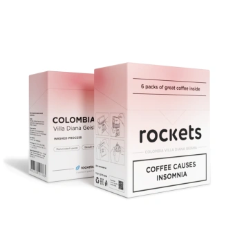 Colombia Villa Diana Geisha ROCKETS COFFEE кофе молотый в ДРИП-ПАКЕТАХ, упак. 6 шт.