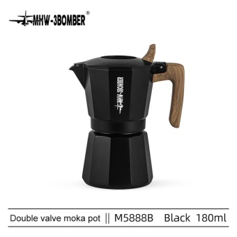 Гейзерная кофеварка MHW-3BOMBER Double Valve на 180 мл , черная  Potblack-180ML