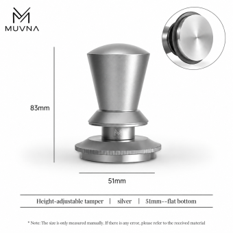 Темпер для кофе эспрессо MUVNA Infinitely Adjustable Knob 51 мм, антрацит, плоский