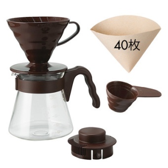 Набор для кофе Hario VCSD-02-CBR сервировочный чайник+воронка пластик размер 02 V60, цвет коричневый 3