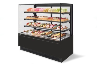 Витрина Кондитерская Vete II kub 90, Чёрный муар/Металлик (VG033.B9005M)