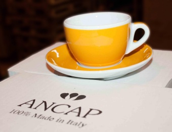 Кофейная пара для латте Ancap Verona Millecolori AP-39129, желтый, деколь чашка, ручка, блюдце 4