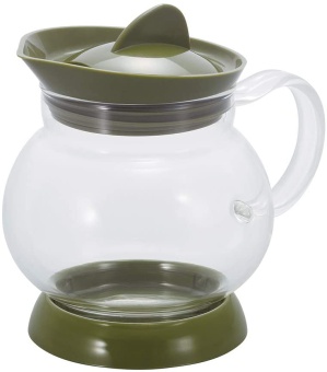 Чайник заварочный для чая Hario JTS-35-OG, стекло, с зелёноё пластиковой крышкой, объём 350 мл. 1