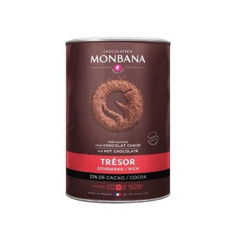 Какао (горячий шоклад) Monbana Tresor de Chocolat, 33% cocoa упак. банка 1000 г.