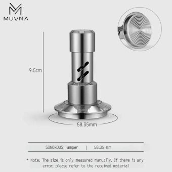 Темпер для эспрессо MUVNA Click Sonorous 58,35 мм, серебристый, рифлёный