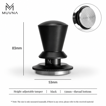 Темпер для кофе эспрессо MUVNA Infinitely Adjustable Knob 53 мм, черный, рифлёный