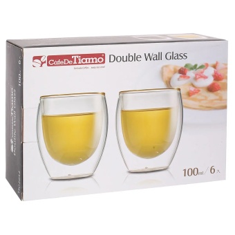 Стакан для эспрессо TIAMO HG2052 двойное стекло (набор 6 шт) объем .100 мл 2