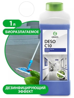 Дезинфицирующее средство с моющим эффектом на основе ЧАС Grass DESO C10 клининг, бутыль 1 л 1