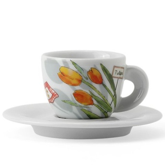 Кофейные пары для эспрессо Ancap Edex AP-353332, деколь Giardino delle Meravig, фарфор, объем 60 мл 7