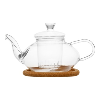 Чайник стеклянный Жасмин с колбой, пружинкой-фильтром в носике и пробковой подставкой, 500 мл