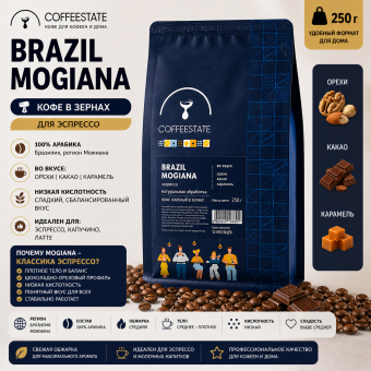 Brazil Mogiana COFFEESTATE Pro (для эспрессо) кофе в зёрнах, упак. 250 гр