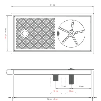 Ринзер мойка для питчеров с каплесборником Atelier 19g, внешний размер 374х184х22 мм, чёрный мат (3)