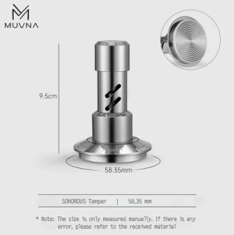 Темпер Muvna Click Sonorous Tamper D58.35, серебро, резьба. Артикул: T2653T. Материал: SUS304, алюминиевый сплав