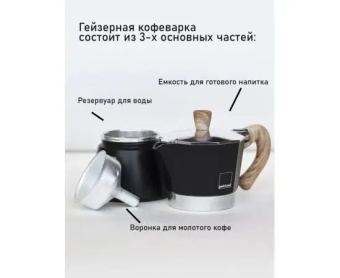 Гейзерная кофеварка Gnali&Zani VENEZIA черная на 3п VEZ003INDBLACK (1)