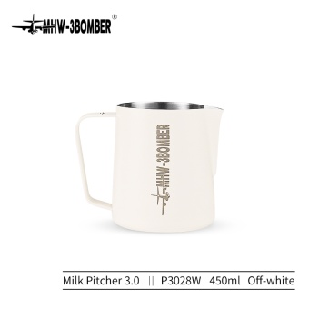Питчер молочник для каппучино и латте MHW-3BOMBER 3.0 стальной, 450 мл, цвет белый, P3028W