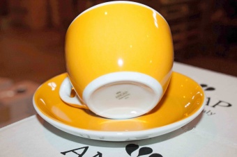 Кофейная пара для эспрессо Ancap Verona Millecolori AP-33011, желтый, деколь чашка, ручка, блюдце 9