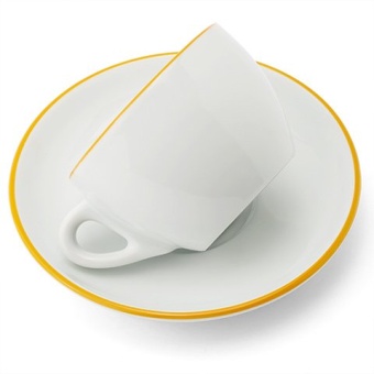 Кофейная пара для капучино Ancap Verona Millecolori Rims AP-37469, желтый, ободок на чашке,блюдце 2