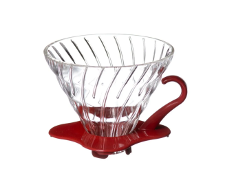 Воронка для кофе Hario HVDG-02R размер 02 V60, стекляння, цвет красный 1