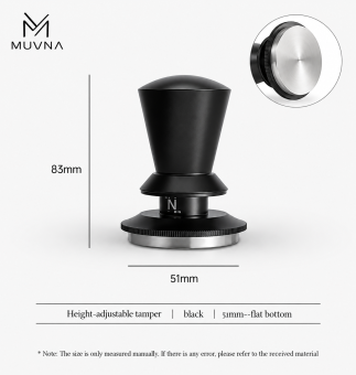 Темпер для кофе эспрессо MUVNA Infinitely Adjustable Knob 51 мм, черный, плоский