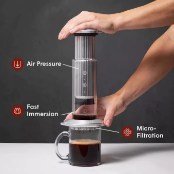 Кофеварка ручная Аэропресс (Aeropress) Premium, цвет серебристый (2)