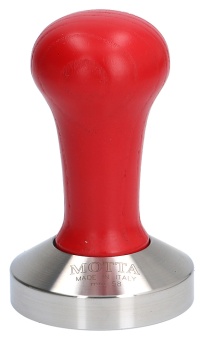 Темпер для кофе d53 мм MOTTA 8140R плоское стальное основание, ручка из дерева, цвет красный